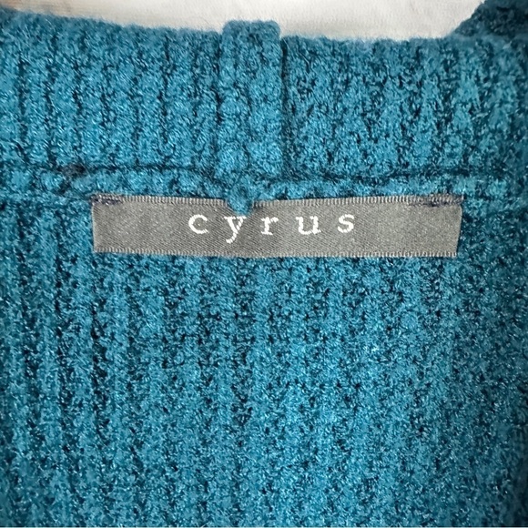 Cyrus Womens Small Hooded Sweater Cardigan Waffle Knit Cozy Grannycore Teal Blue - Picture 2 of 8